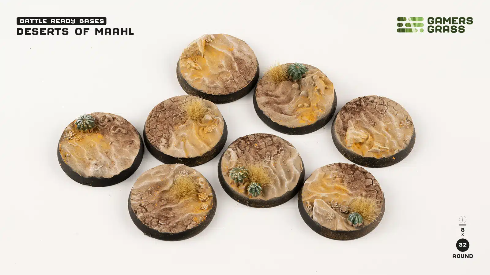 Deserts of Maahl Bases - Round 32mm (x8)