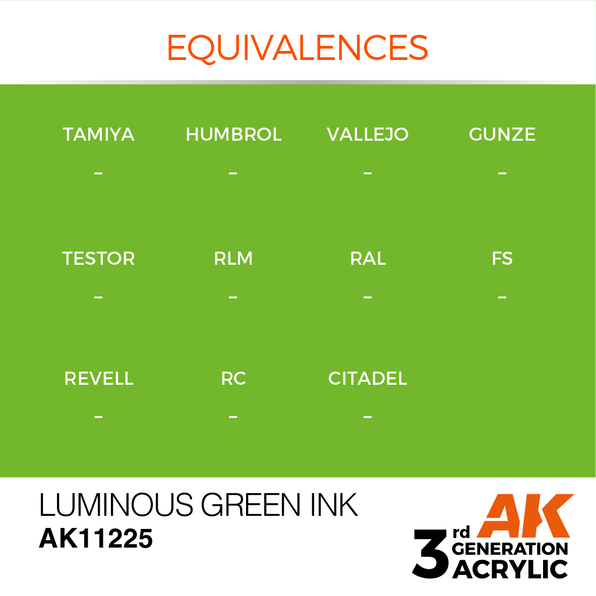 AK11225 Luminous Green INK (3rd-Generation) (17mL)