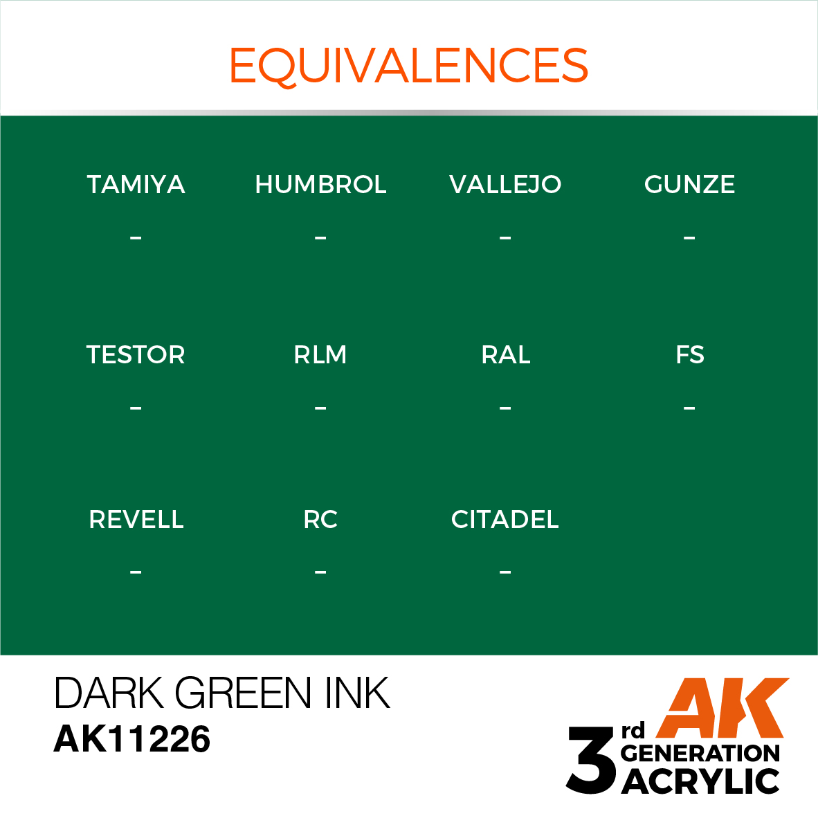 AK11226 Dark Green INK (3rd-Generation) (17mL)