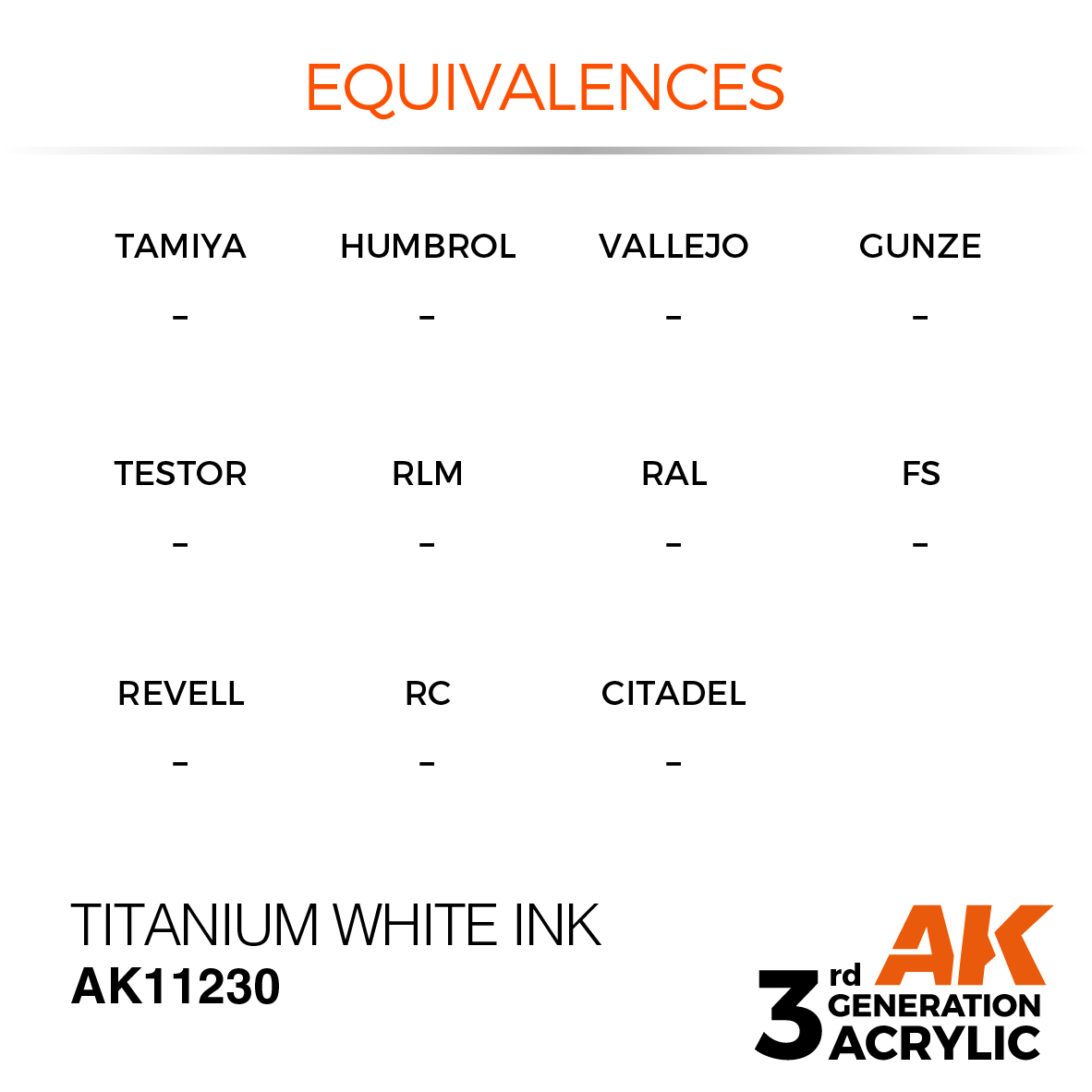 AK11230 Titanium White INK (3rd-Generation) (17mL)