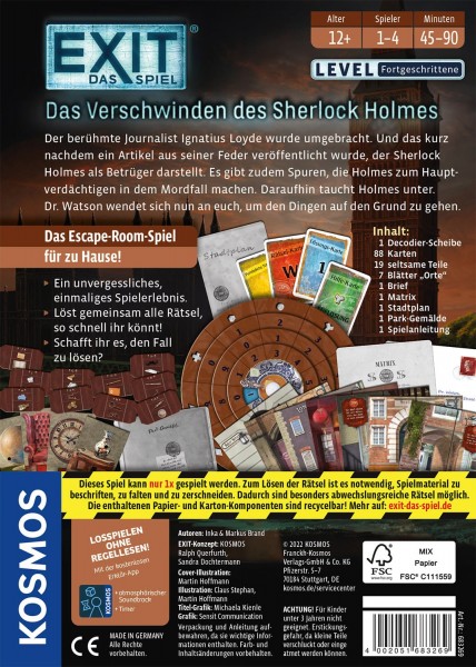 EXIT Das Spiel - Das Verschwinden des Sherlock Holmes (F)